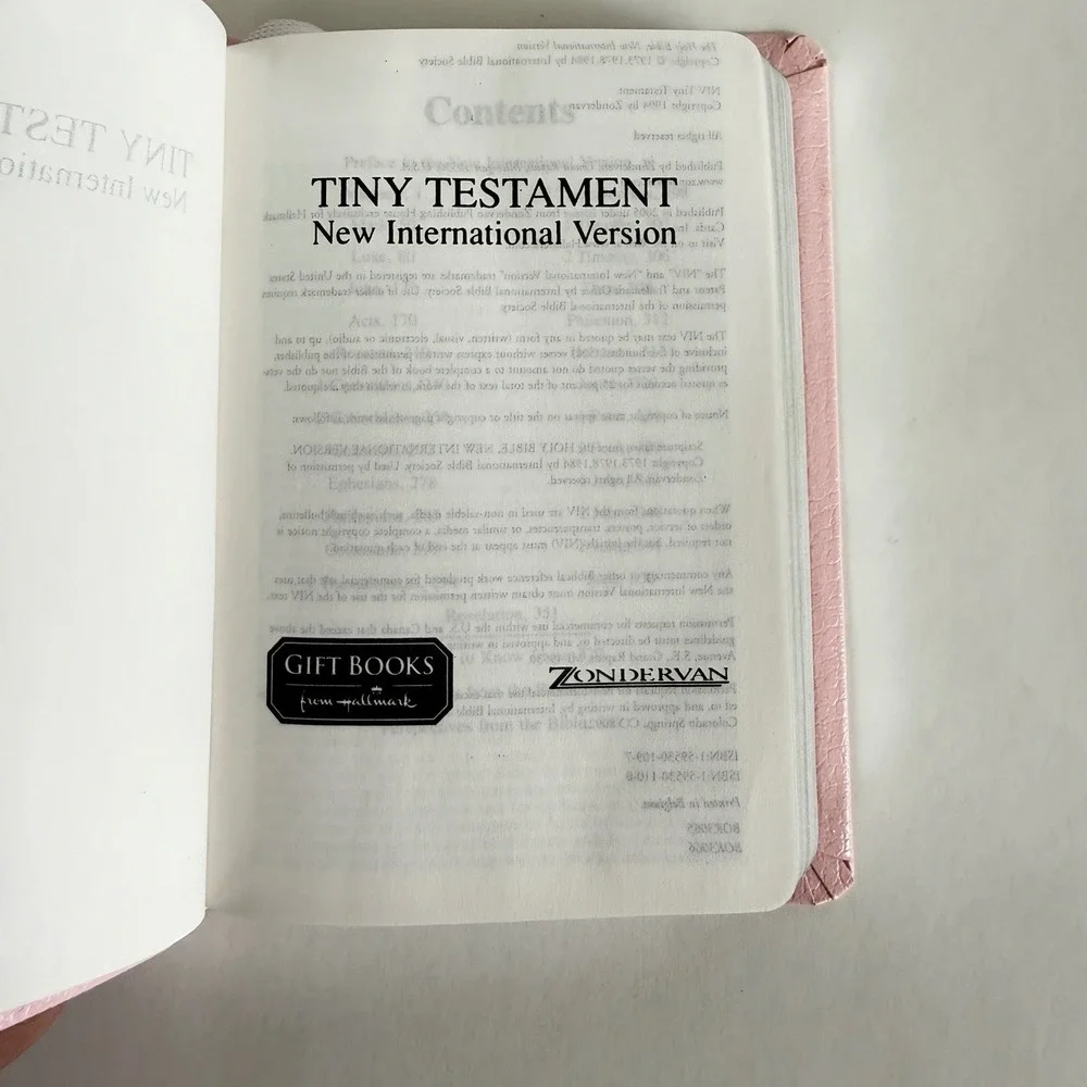 NOS Zondervan NIV Tiny Testament Pink Leatherette Bible Hallmark Gift Box - Picture 5 of 9